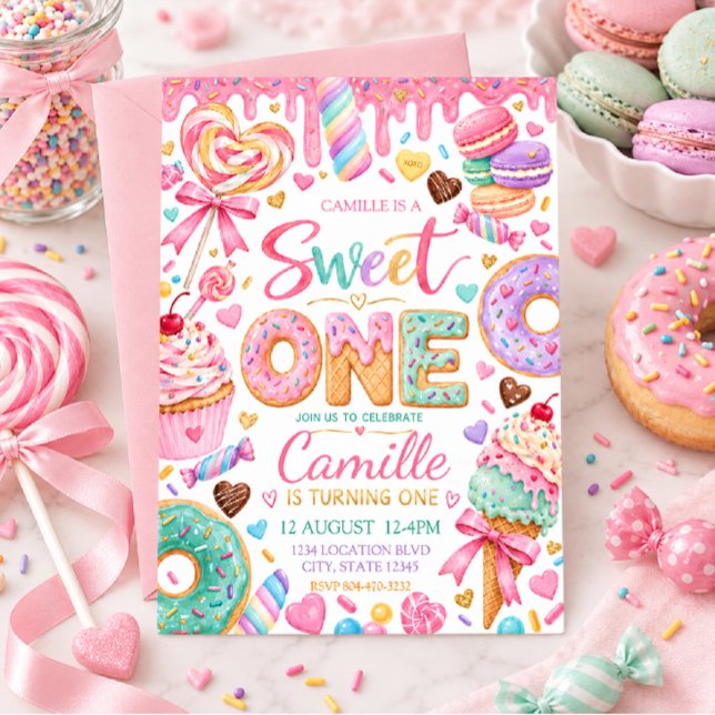 Invitación Cumpleaños Dulce Uno Pastel de Cumpleaños (Subido por el creador)