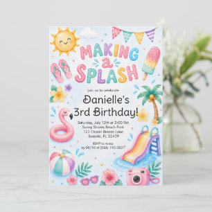 Invitación Cumpleaños Dulce Verano Haciendo Splash