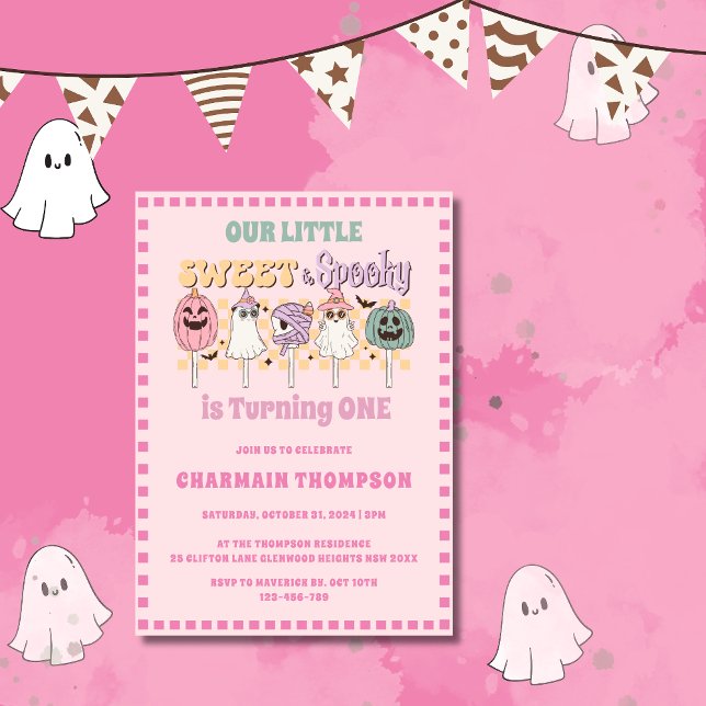 Invitación Cumpleaños dulce y fantasmal (Subido por el creador)