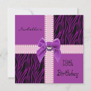 Invitación Cumpleaños Dulces 13 Años Morado Rosa