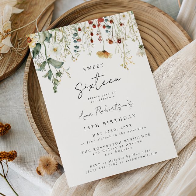 Invitación Cumpleaños Dulces 16 Campo de Flores Silvestres de (Subido por el creador)