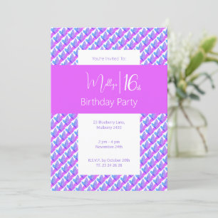 Invitación Cumpleaños Dulces 16 de Magnolia Azul Púrpura