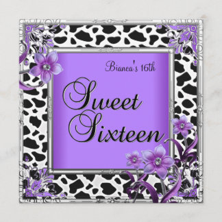 Invitación Cumpleaños Dulces 16 Dieciséis Cumpleaños Púrpura