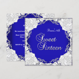 Invitación Cumpleaños Dulces 16 Dieciséis Morado Azul Plata
