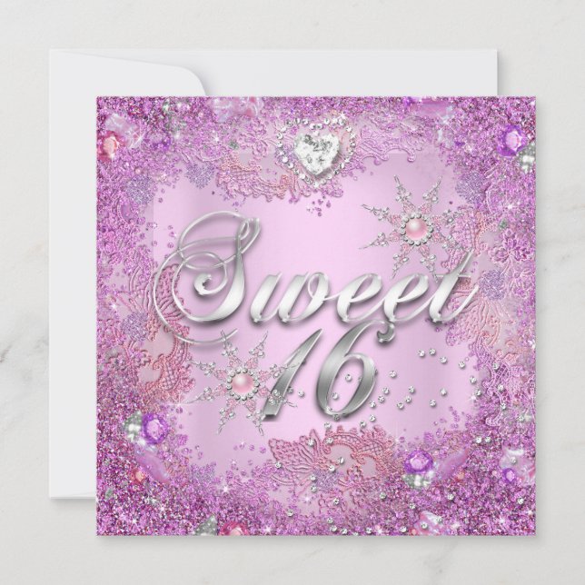 Invitación Cumpleaños Dulces 16 Dieciséis Perla Rosa Bonita C (Anverso)
