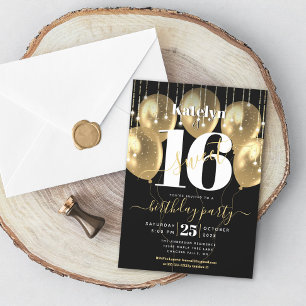 Invitación Cumpleaños Dulces 16 Glamour Dorado Glamuroso Glob