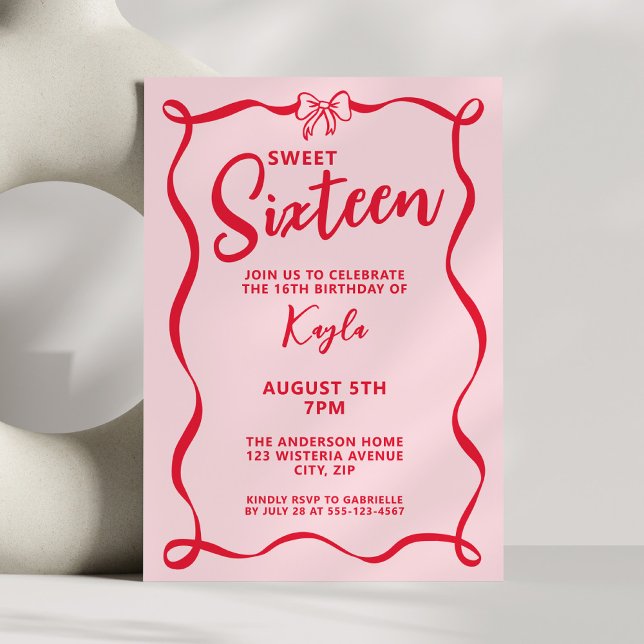 Invitación Cumpleaños Dulces 16 Lazo Coqueto Decimosexto (Subido por el creador)