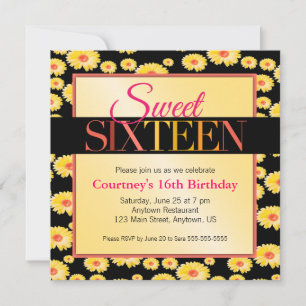 Invitación Cumpleaños Dulces 16 Margaritas Amarillas