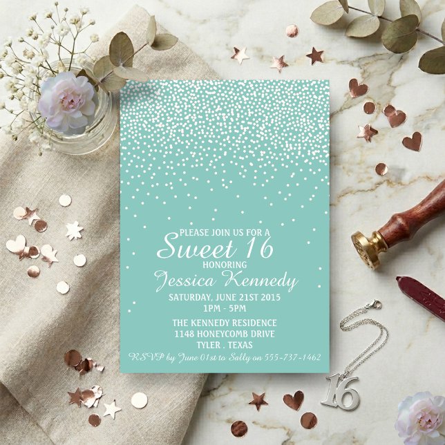 Invitación Cumpleaños Dulces 16 Moderno Glam Confeti (Subido por el creador)