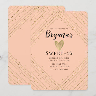 Invitación Cumpleaños Dulces 16 Santa Fe Rosa y Dorado Brilla