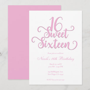 Invitación Cumpleaños Dulces 16 Tipo Blanco y Rosa Bubblegum