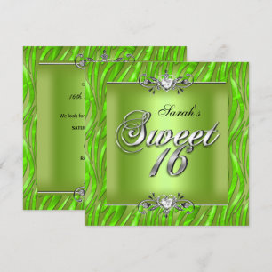 Invitación Cumpleaños Dulces Dieciséis 16 Cebra Verde Lima