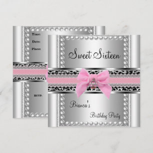 Invitación Cumpleaños Dulces Dieciséis 16 Encaje Rosa Perla P