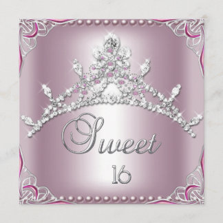 Invitación Cumpleaños Dulces Dieciséis 16 Plateado Rosa Blanc