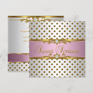 Invitación Cumpleaños Dulces Dieciséis 16 Rosa Blanco Mancha 