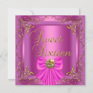 Invitación Cumpleaños Dulces Dieciséis 16 Rosa Dorado Joyas F