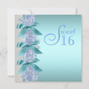 Invitación Cumpleaños Dulces Dieciséis Copo de Nieve Azul Tur