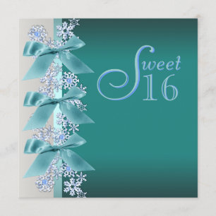 Invitación Cumpleaños Dulces Dieciséis Copo de Nieve Azul Tur