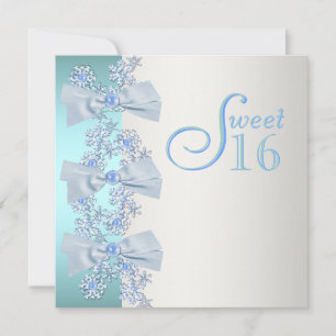 Invitación Cumpleaños Dulces Dieciséis Copo de Nieve Azul Tur