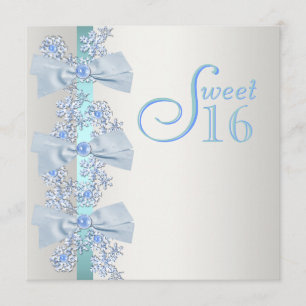 Invitación Cumpleaños Dulces Dieciséis Copo de Nieve Azul Tur