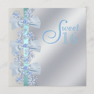 Invitación Cumpleaños Dulces Dieciséis Copo de Nieve Azul Tur
