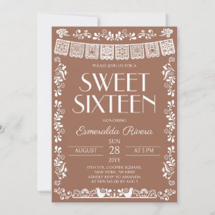 Invitación Cumpleaños Dulces Dieciséis de Terracota Papel Pic