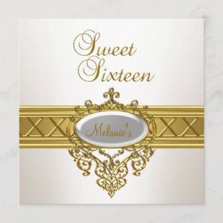 Invitación Cumpleaños Dulces Dieciséis Fiesta Elegante Blanco