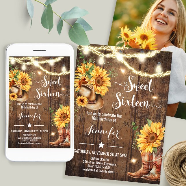 Invitación Cumpleaños Dulces Dieciséis Girasoles (Subido por el creador)