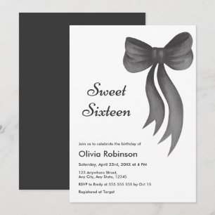 Invitación Cumpleaños Dulces Dieciséis Lazo Negro