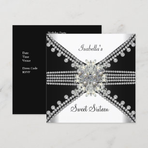 Invitación Cumpleaños Dulces Dieciséis Mariposa Negro Blanco