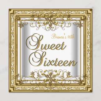 Invitación Cumpleaños Dulces Dieciséis Oro Blanco Adolescente