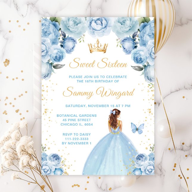 Invitación Cumpleaños Dulces Dieciséis Princesa Cabello Marró (Subido por el creador)