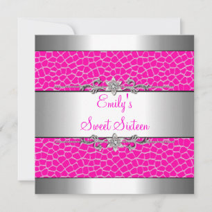 Invitación Cumpleaños Dulces Dieciséis Rosa Estampado Animal