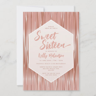 Invitación Cumpleaños Dulces Dieciséis Rosa Moderno Femenino