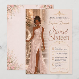 Invitación Cumpleaños Dulces Dieciséis Salón de Baile Rosa