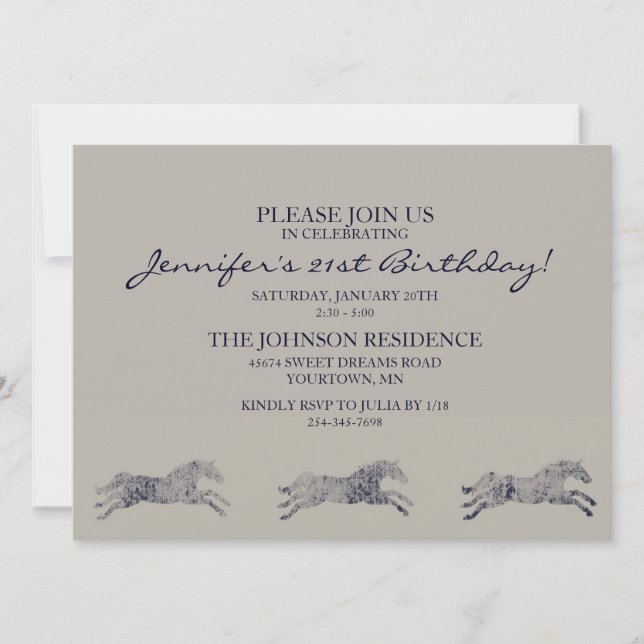 Invitación Cumpleaños Ecuestre Clásico (Anverso)
