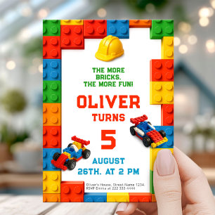 Invitación Cumpleaños Edificio de Ladrillos Coloridos