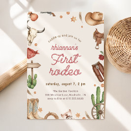 Invitación Cumpleaños Editable Boho Vaquera Vaquero Primer Ro