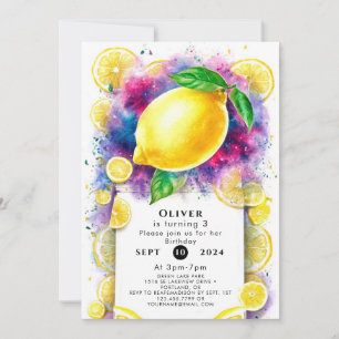 Invitación Cumpleaños editable de limón encantado