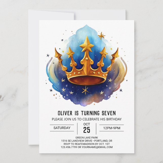 Invitación Cumpleaños Editable de Prince Diamond (Anverso)