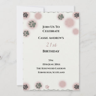 Invitación Cumpleaños editable del amante de perros con huell