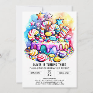 Invitación Cumpleaños editable en la región del Candyland arc