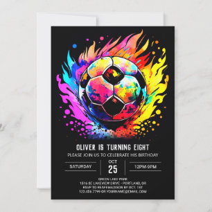 Invitación Cumpleaños editable para niños de fútbol moderno