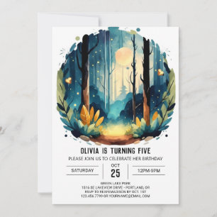 Invitación Cumpleaños Editable Pine Adventure Woodland