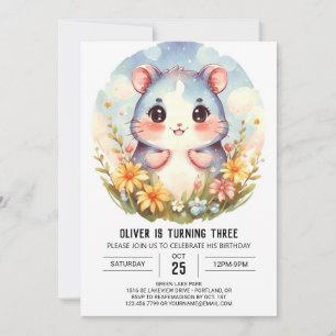 Invitación Cumpleaños Editable Whimsical Hamster