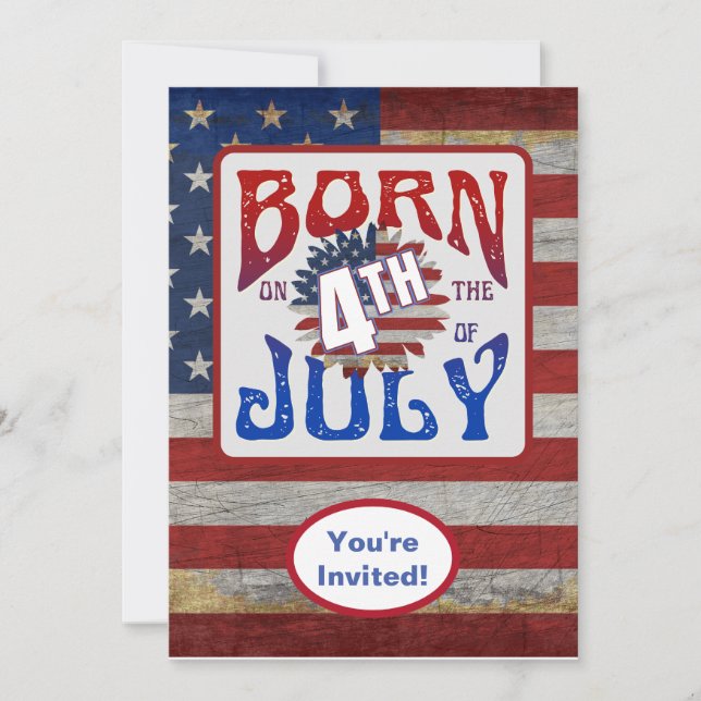 Invitación Cumpleaños el 4 de Julio Fiesta USA (Anverso)