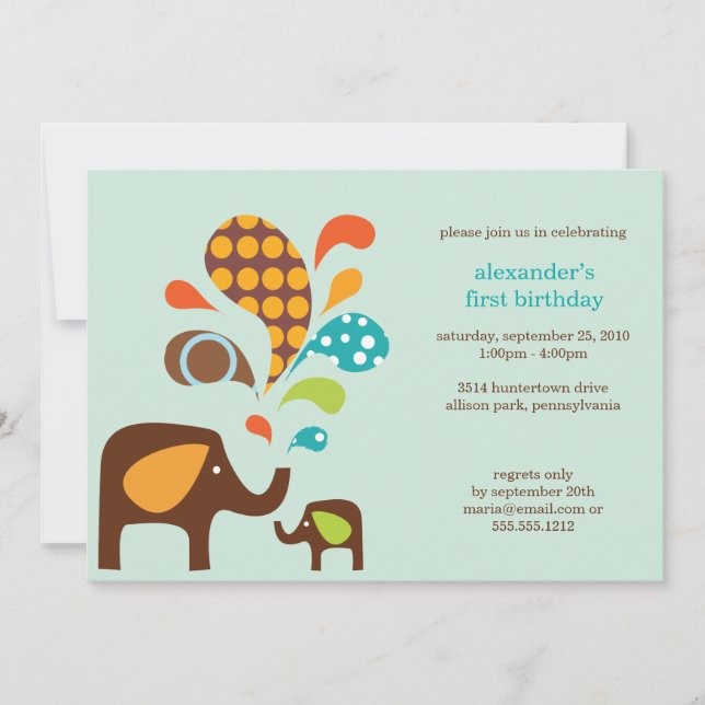 Invitación cumpleaños elefante (Anverso)