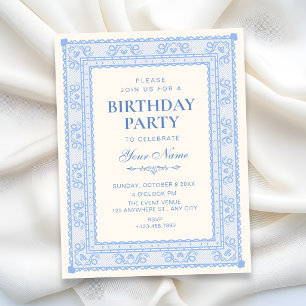 Invitación Cumpleaños elegante azul