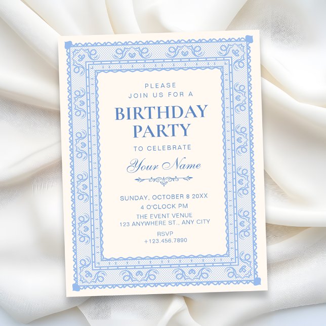 Invitación Cumpleaños elegante azul (Subido por el creador)