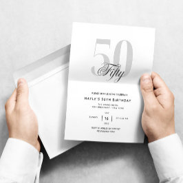 Invitación Cumpleaños elegante chic negro y blanco 50 - 50 añ